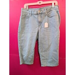 NYDJ Acid Wash Long Shorts Denim Capri Blue Jeans  8P